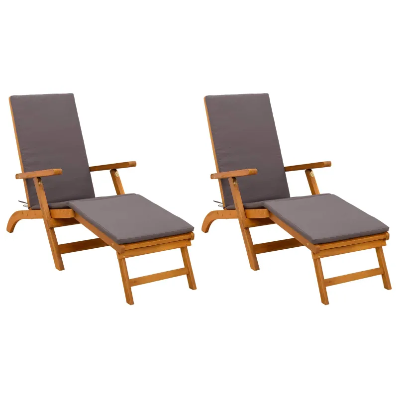 Atsilenkiantis ir sulankstomas saulės gultas 2 pcs Pilka