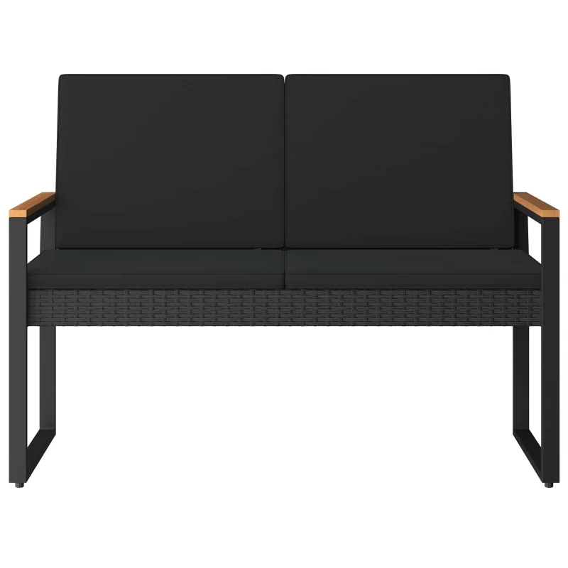 Lauko suolas su pagalve Juoda 107 x 61 x 80 cm poliratanas