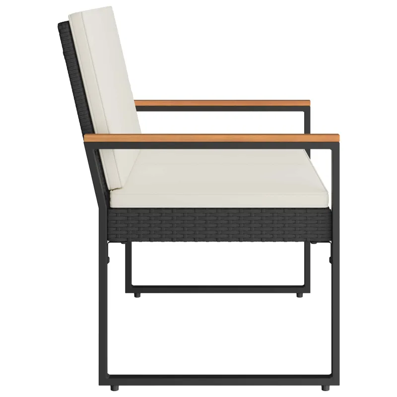 Lauko suolas su pagalve Juoda ir kreminė balta 107 x 61 x 80 cm