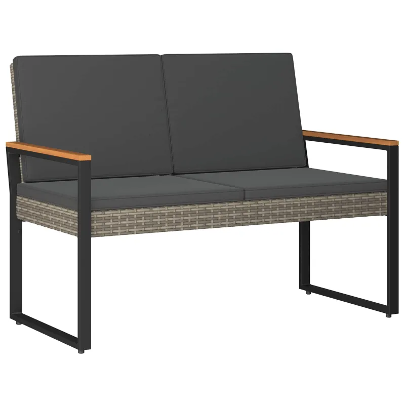 Lauko suolas su pagalve Pilka ir tamsiai pilka 107 x 61 x 80 cm