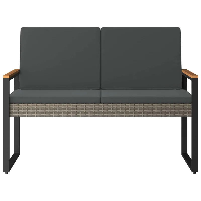 Lauko suolas su pagalve Pilka ir tamsiai pilka 107 x 61 x 80 cm