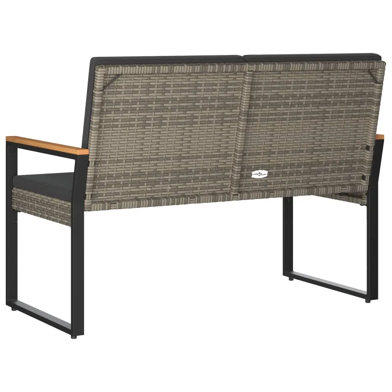 Lauko suolas su pagalve Pilka ir tamsiai pilka 107 x 61 x 80 cm