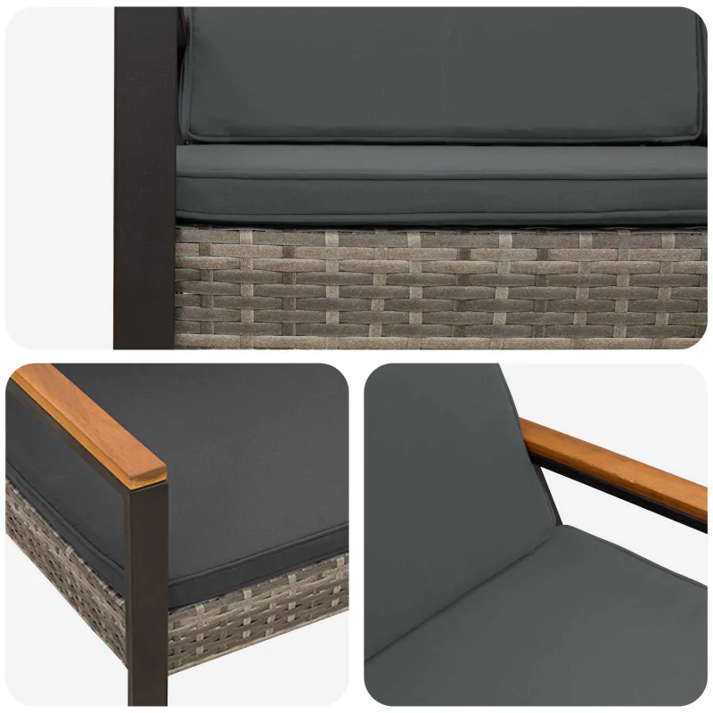 Lauko suolas su pagalve Pilka ir tamsiai pilka 107 x 61 x 80 cm