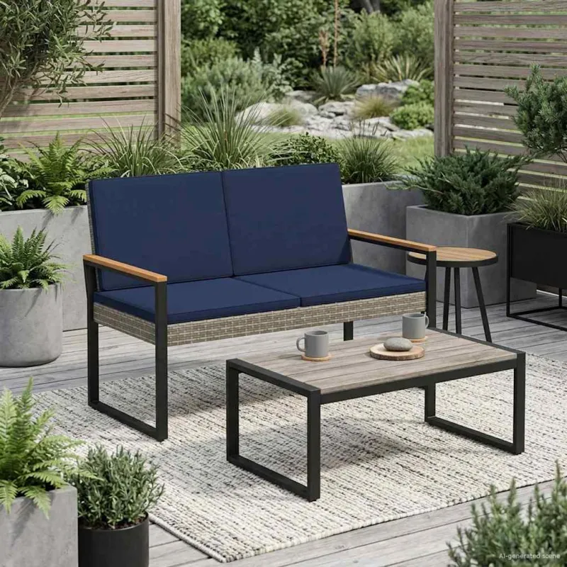 Lauko suolas Pilka ir tamsiai mėlyna 107 x 61 x 80 cm