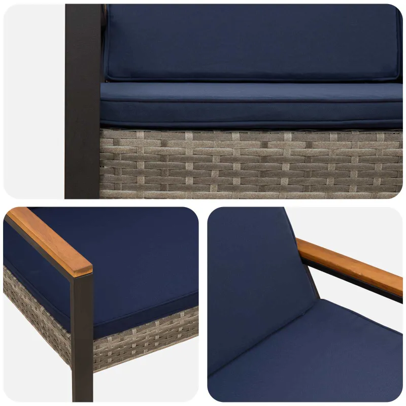 Lauko suolas Pilka ir tamsiai mėlyna 107 x 61 x 80 cm