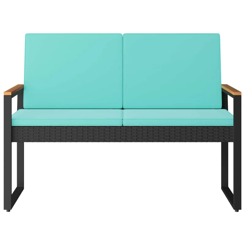 Lauko suolas Juoda ir turkio 107 x 61 x 80 cm poliratanas