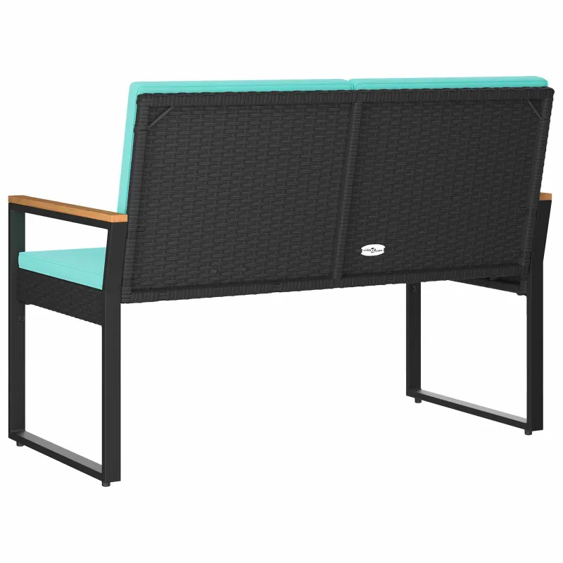 Lauko suolas Juoda ir turkio 107 x 61 x 80 cm poliratanas