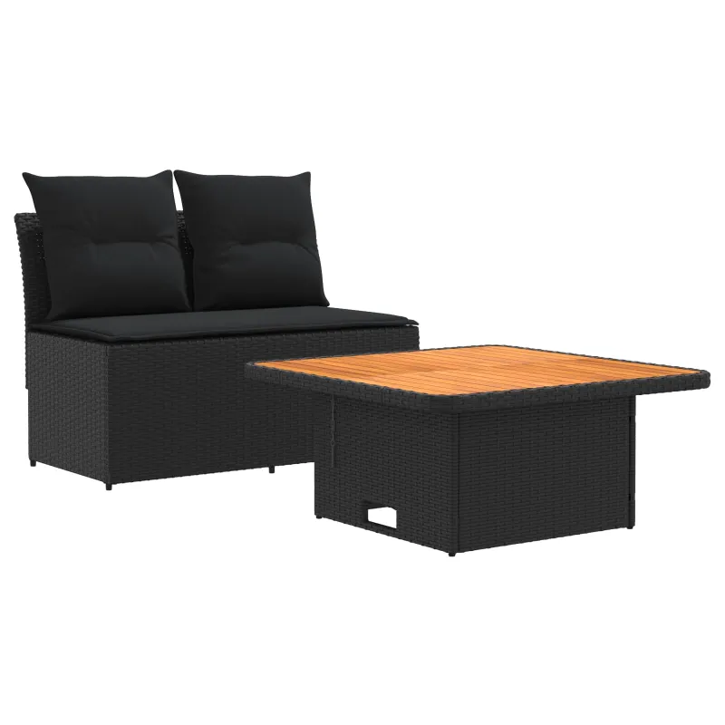 2 Vienetas Sodo vidurinė sofa su pakeliama lentele poliratanas
