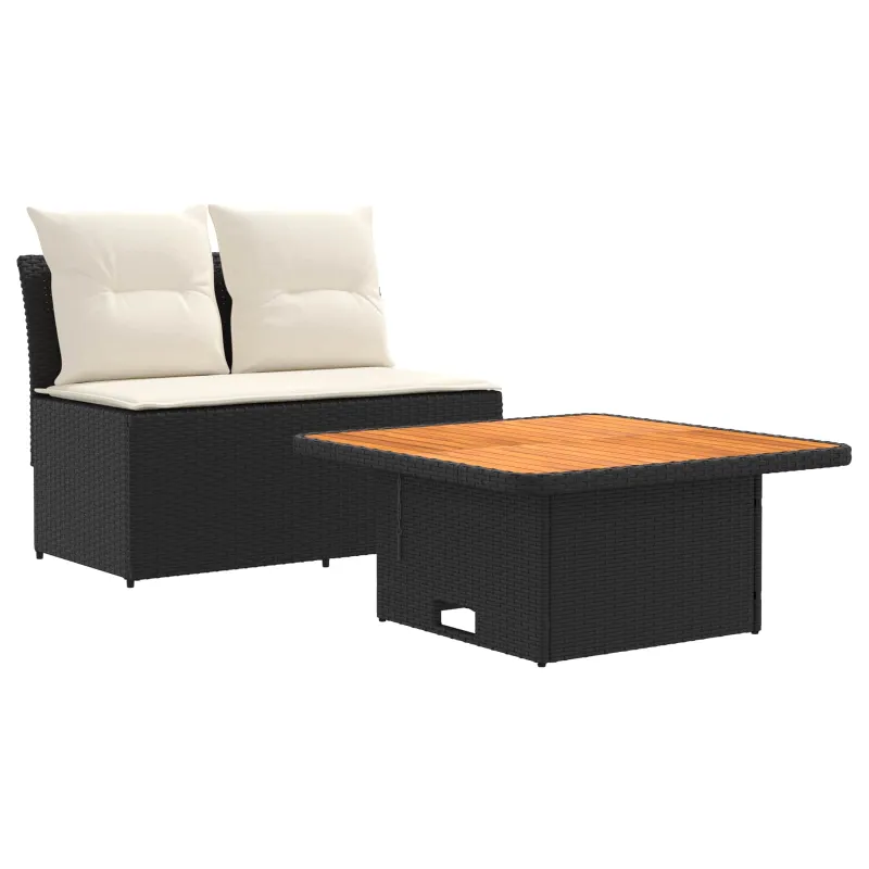 2 Vienetas Sodo vidurinė sofa su pakeliama lentele poliratanas