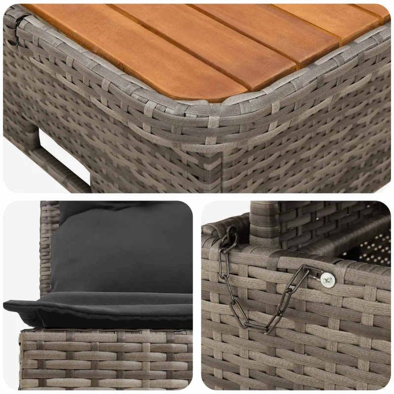 2 Vienetas Sodo vidurinė sofa su pakeliama lentele poliratanas
