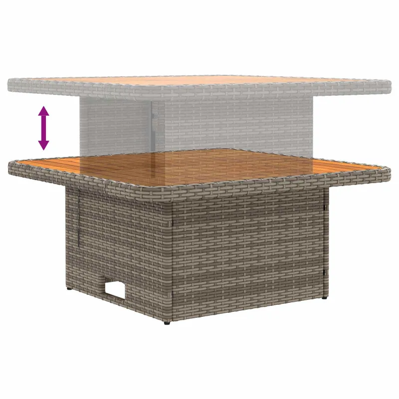 2 Vienetas Sodo vidurinė sofa su pakeliama lentele poliratanas
