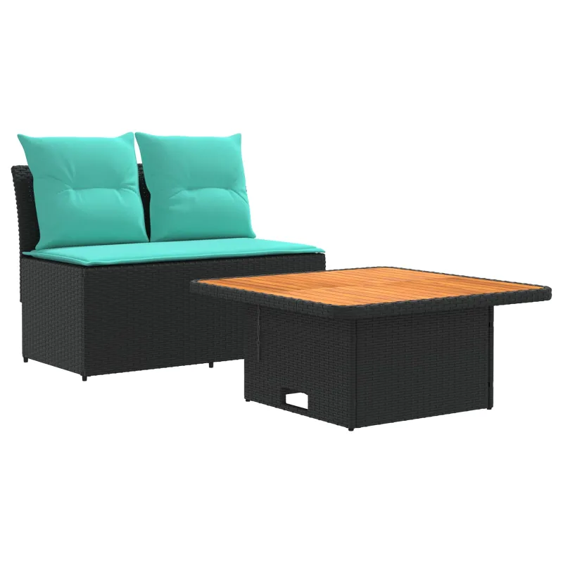 2 Vienetas Sodo vidurinė sofa su pakeliama lentele poliratanas