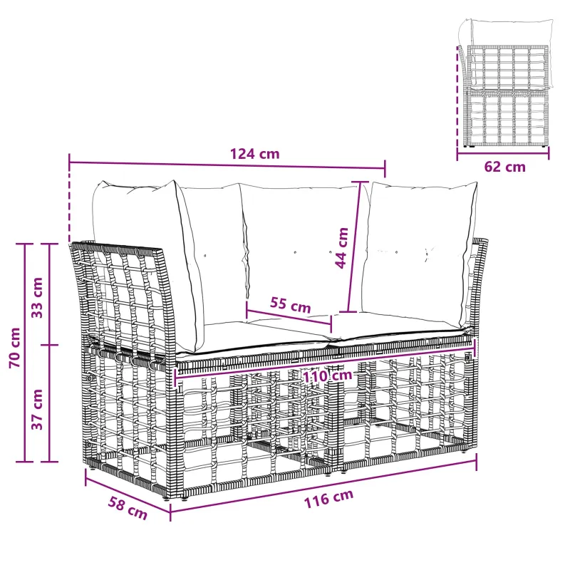 Lauko meilės sėdynė 2 pcs Natūralus ir grietinėlės baltas