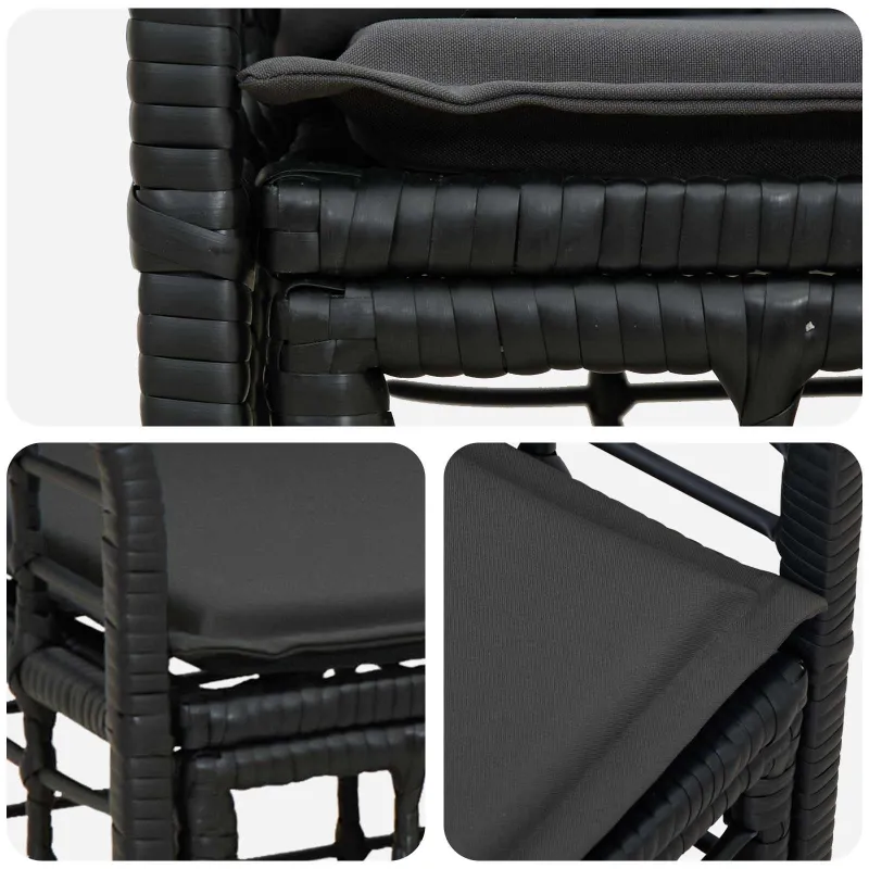 Lauko meilės sėdynė 2 pcs Juoda ir tamsiai pilka poliratanas