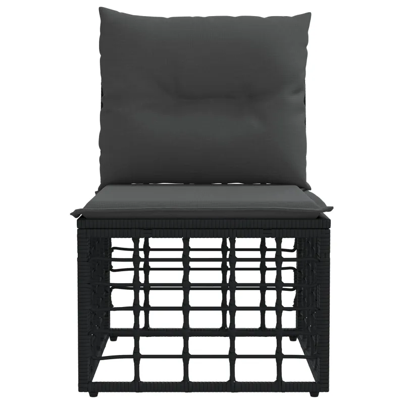 Modulinė lauko sofa be rankų Juoda poliratanas