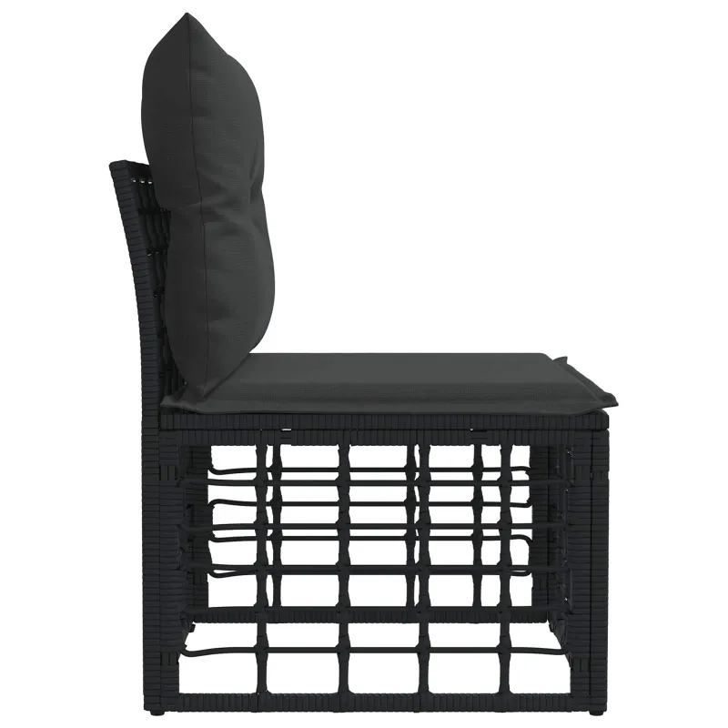 Modulinė lauko sofa be rankų Juoda poliratanas