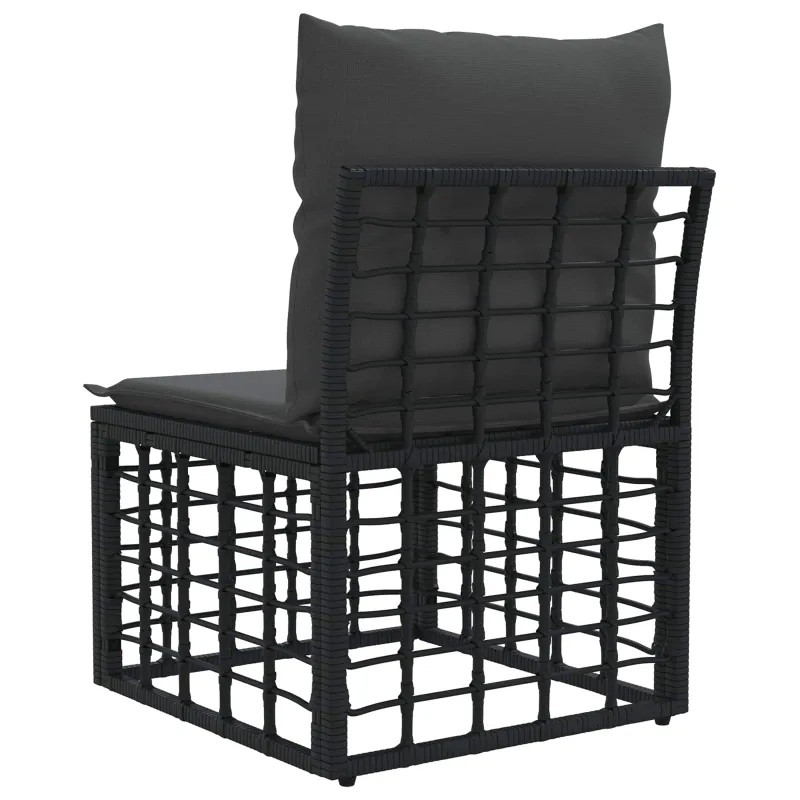 Modulinė lauko sofa be rankų Juoda poliratanas