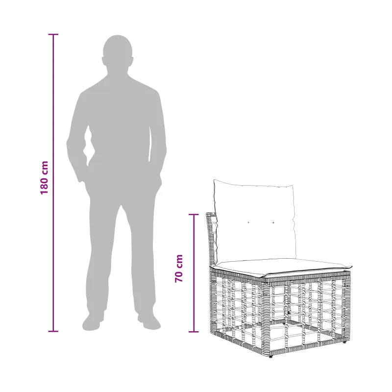 Modulinė lauko sofa be rankų Natūrali poliratanas