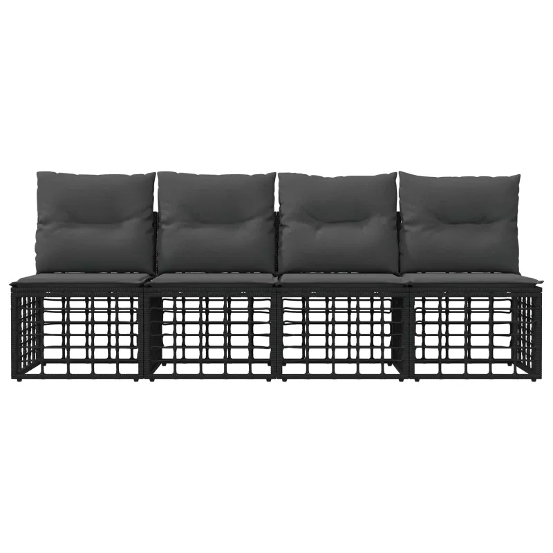 4 sėdimų vietų sodo sofa be rankų 4 pcs 4-Vietų skaičius Juoda