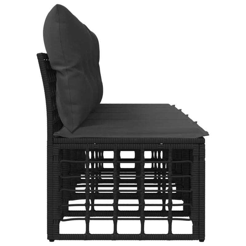 4 sėdimų vietų sodo sofa be rankų 4 pcs 4-Vietų skaičius Juoda