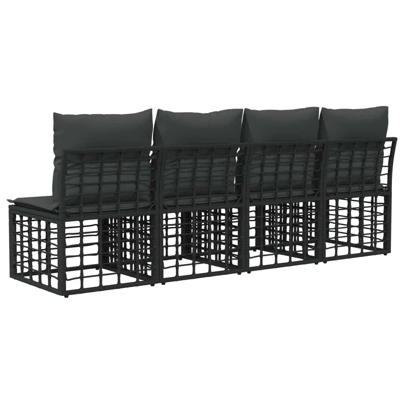 4 sėdimų vietų sodo sofa be rankų 4 pcs 4-Vietų skaičius Juoda