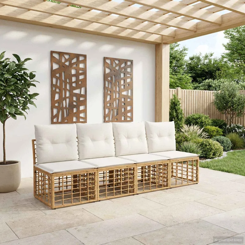 4 sėdimų vietų sodo sofa be rankų 4 pcs 4-Vietų skaičius