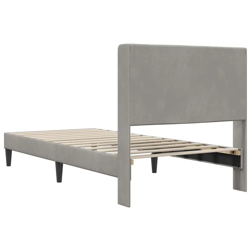 Lovos rėmas su galvūgalio Šviesiai pilka 90 x 200 cm Aksomas
