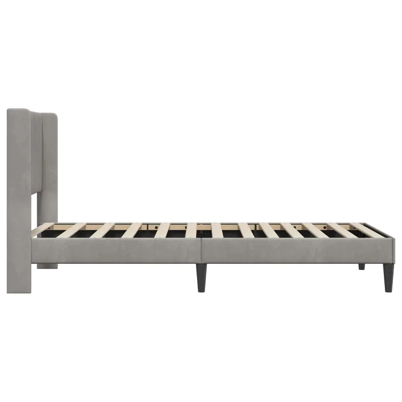 Lovos rėmas su galvūgalio Šviesiai pilka 100 x 200 cm Aksomas