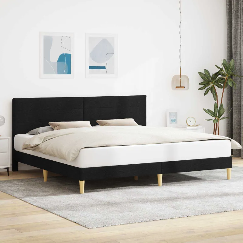 Lovos rėmas su galvūgalio Juoda 180 x 200 cm Audinys