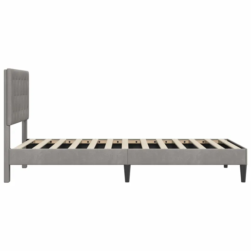 Lovos rėmas su galvūgalio Šviesiai pilka 90 x 190 cm Aksomas