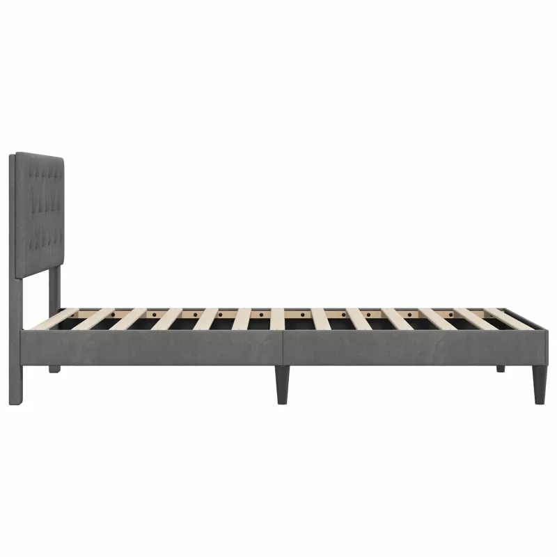 Lovos rėmas su galvūgalio Tamsiai pilka 90 x 190 cm Aksomas