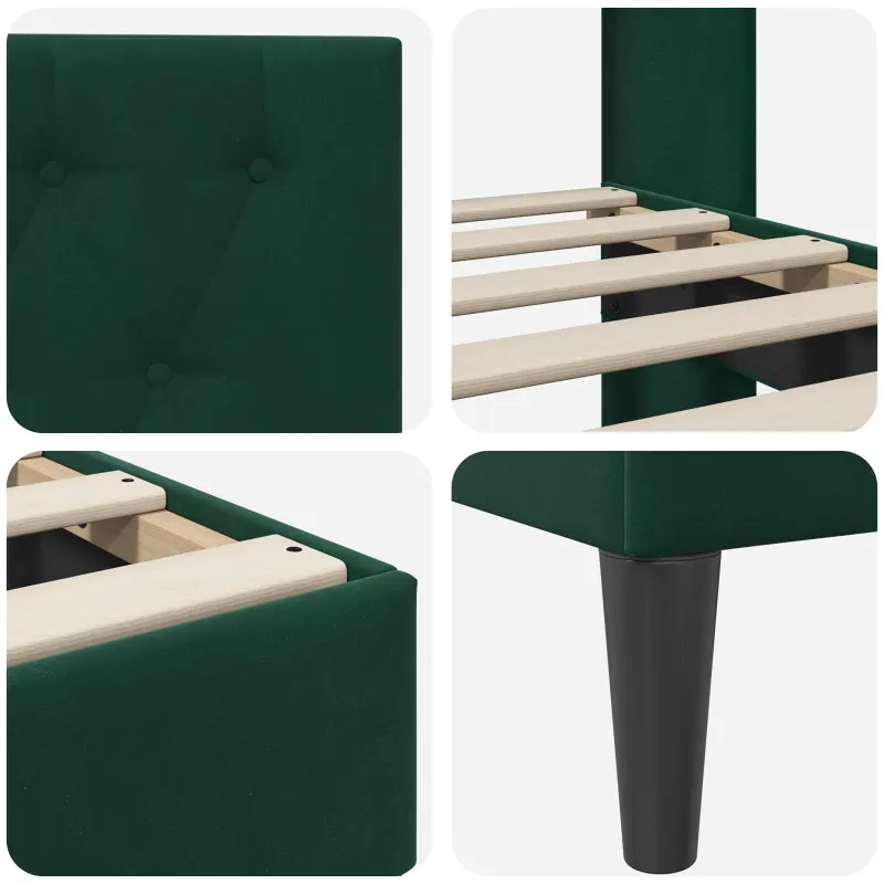 Lovos rėmas su galvūgalio Tamsiai žalia 90 x 190 cm Aksomas
