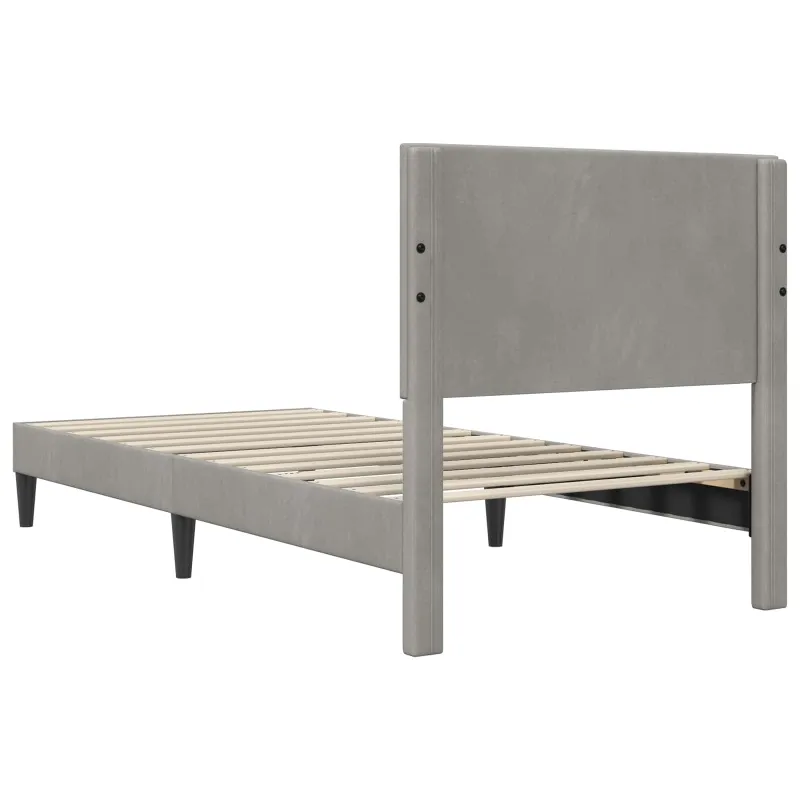 Lovos rėmas su galvūgalio Šviesiai pilka 90 x 200 cm Aksomas