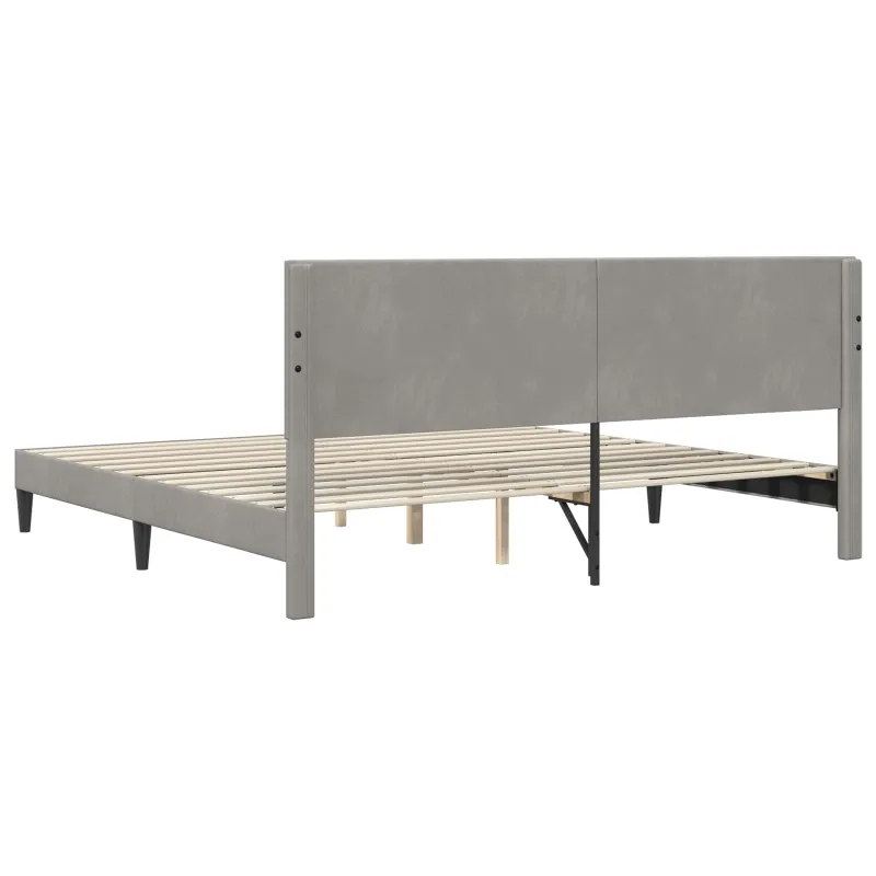 Lovos rėmas su galvūgalio Šviesiai pilka 200 x 200 cm Aksomas