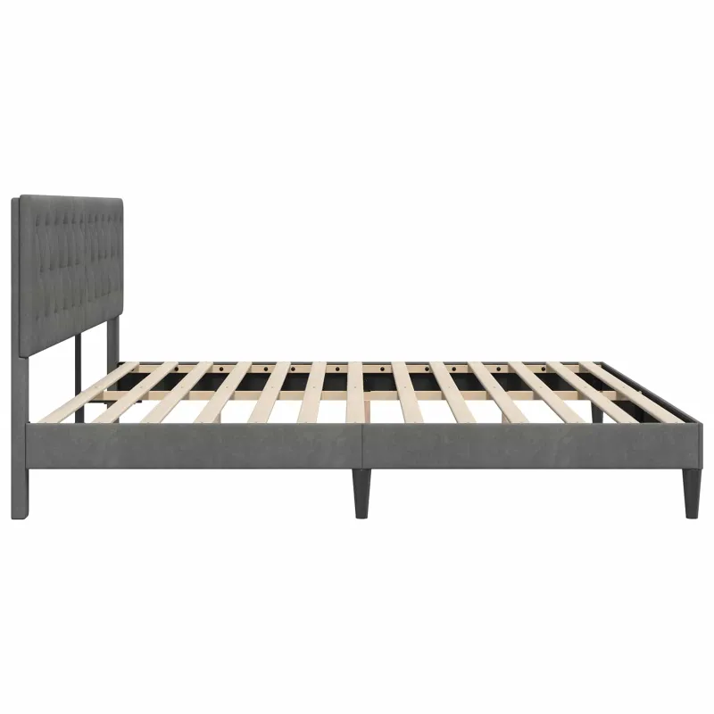 Lovos rėmas su galvūgalio Tamsiai pilka 200 x 200 cm Aksomas