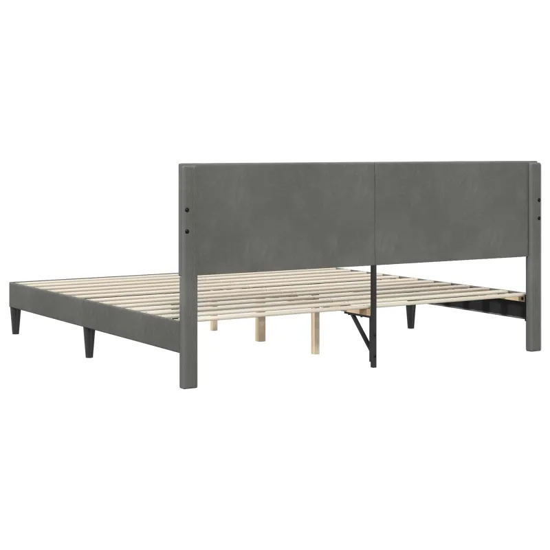Lovos rėmas su galvūgalio Tamsiai pilka 200 x 200 cm Aksomas