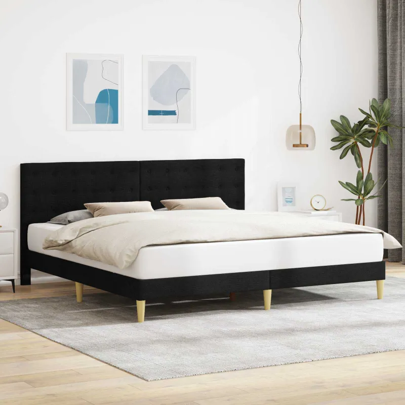 Lovos rėmas su galvūgalio Juoda 180 x 200 cm Audinys