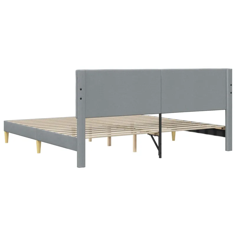 Lovos rėmas su galvūgalio Šviesiai pilka 200 x 200 cm Audinys