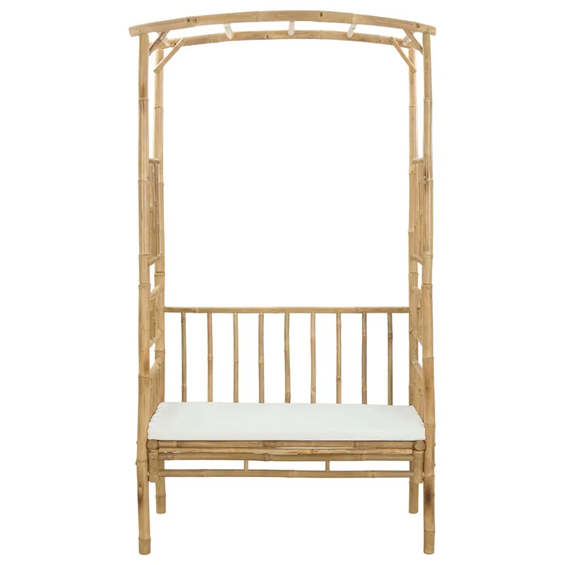 Sodo arka su suoliuku Kreminė balta 115 x 50 x 205 cm Bambukas