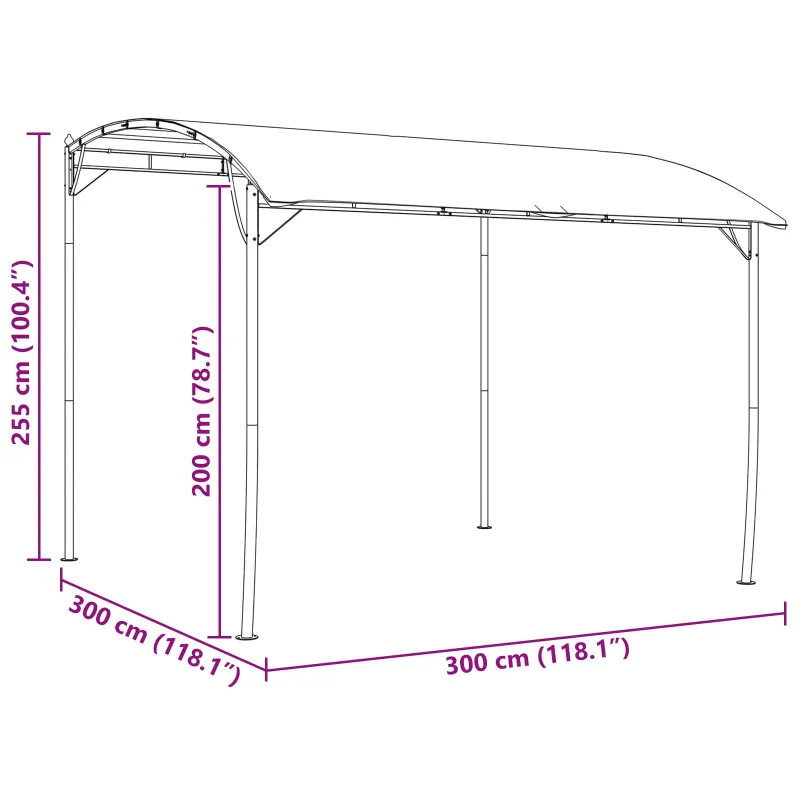 Pavėsinė 3 x 3 x 2,55 m Žalia Audinys ir aliuminis 180 gsm