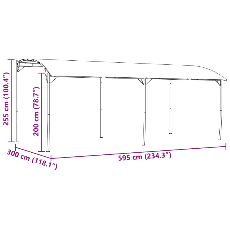 Pavėsinė 6 x 3 x 2,55 m Žalia Audinys ir aliuminis 180 gsm