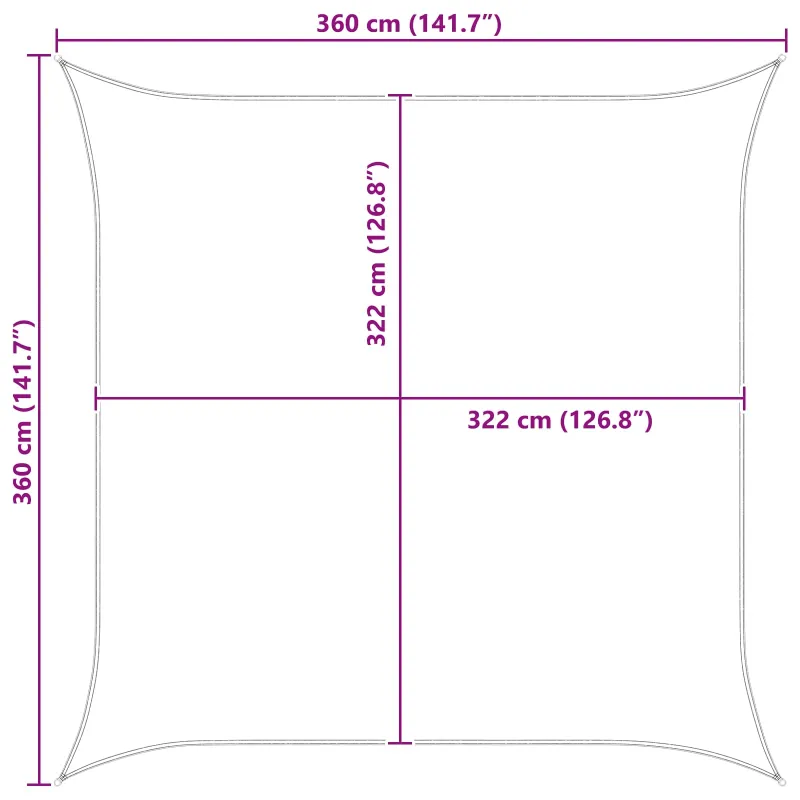 Saulės burė Šviesiai pilka ir balta. 3,6 x 3,6 m