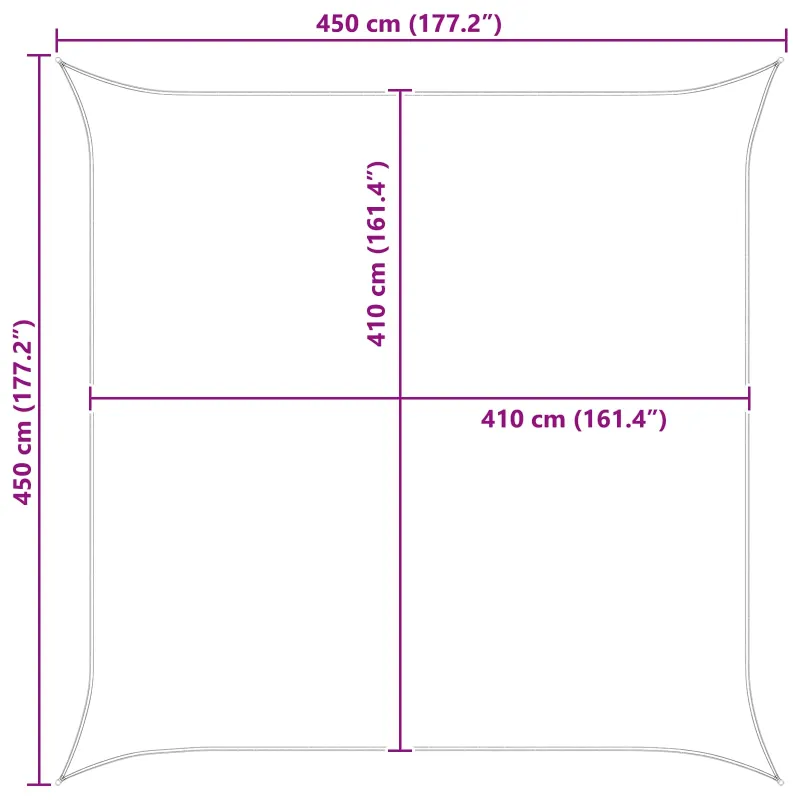 Saulės burė Šviesiai pilka ir balta. 4,5 x 4,5 m