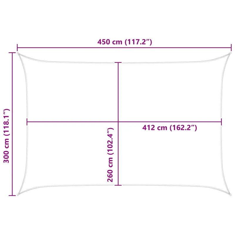 Saulės burė Šviesiai pilka ir balta. 4,5 × 3 m