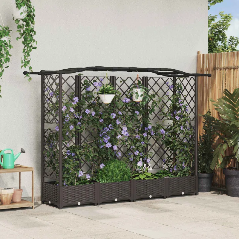Pakeltas lovas su trelėmis ir stogu Ruda 203,5 x 40 x 125 cm PP