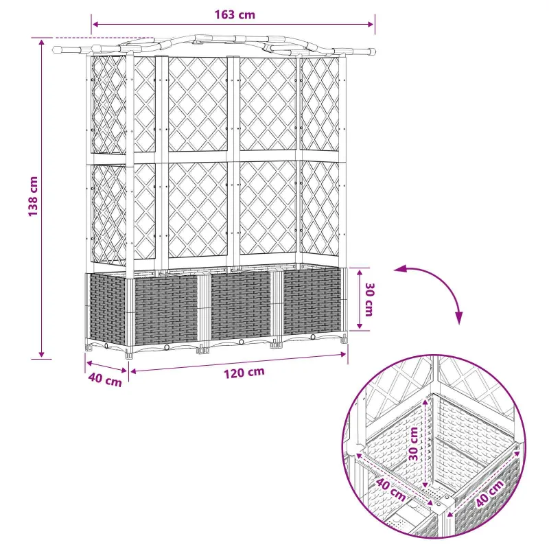 Pakeltas lovas su trelėmis ir stogu Ruda 163 x 40 x 141 cm PP