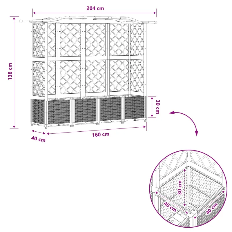 Pakeltas lovas su trelėmis ir stogu Ruda 204 x 40 x 141 cm PP