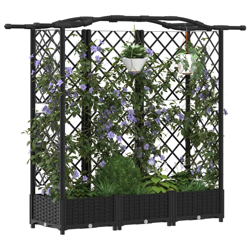 Pakeltas lovas su trelėmis ir stogu Juodas 163 x 40 x 126 cm PP