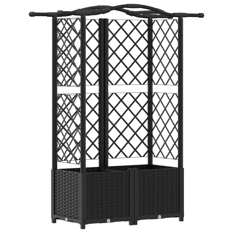 Pakeltas lovas su trelėmis ir stogu Juodas 122 x 40 x 141 cm PP