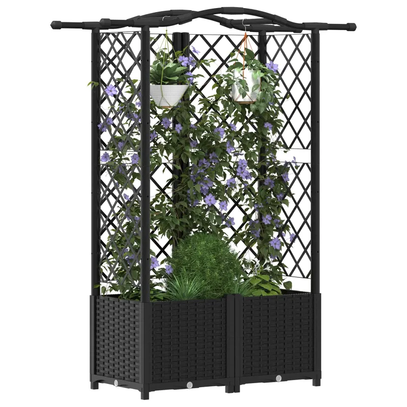 Pakeltas lovas su trelėmis ir stogu Juodas 122 x 40 x 141 cm PP